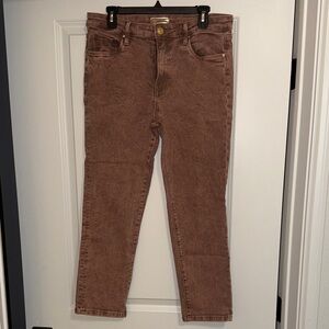 KUT From the Kloth Reese High Waist Ankle Straight Leg Jeans in Coffee